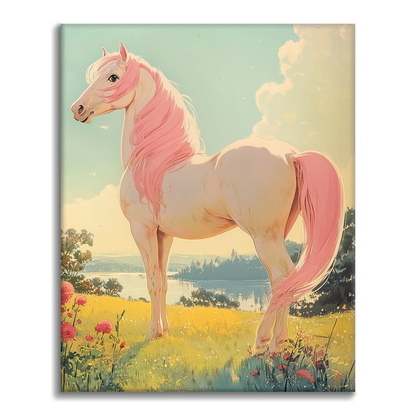 Pink Horse Gazing at the Horizon - Paint by Numbers