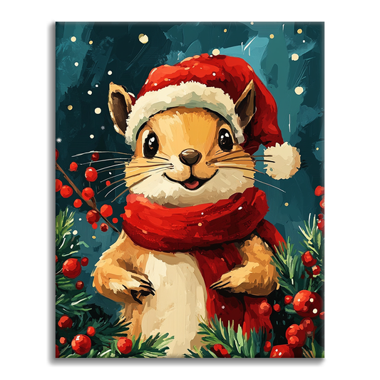 Christmas Squirrel - Paint by Numbers