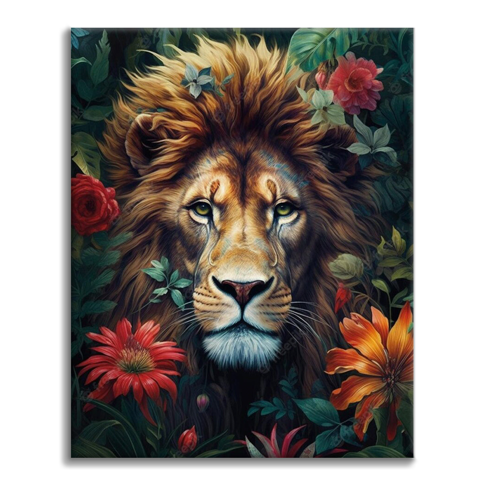 Foliage And Fury Lion - Paint by Numbers