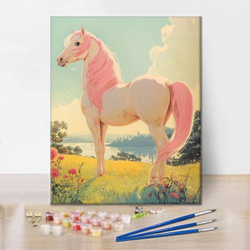 Pink Horse Gazing at the Horizon - Paint by Numbers